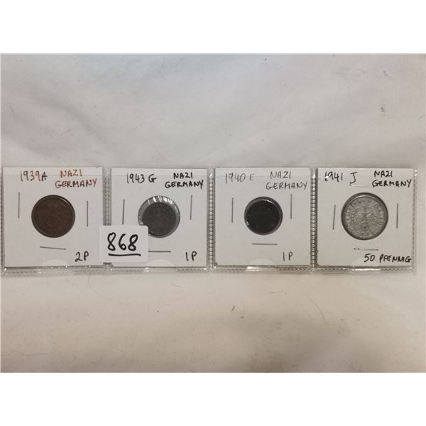 (4) Nazi Germany Coins