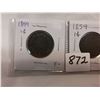 Image 3 : (2) 1859 Canadian Large One Cent Coins