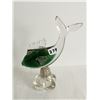 Image 1 : Vintage Green/Clear Glass Fish, 8” Tall