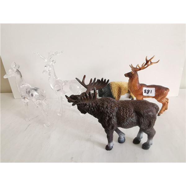 Assorted Moose, Deer & Buffalo Figurines