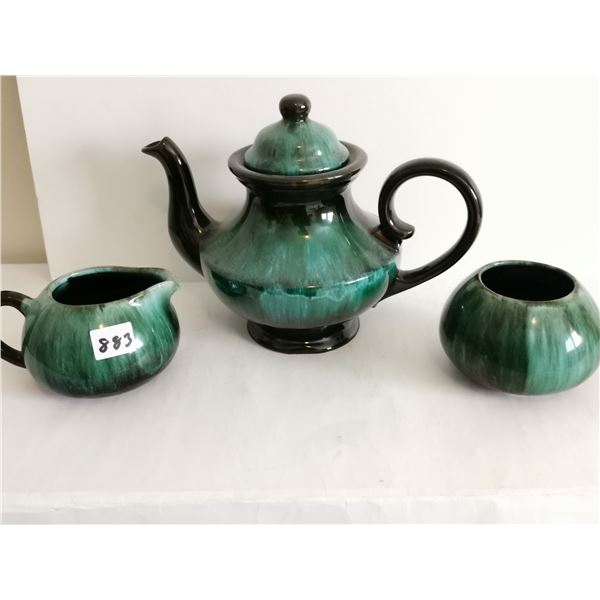 Blue Mountain Pottery Teapot, Cream & Sugar Bowl Set