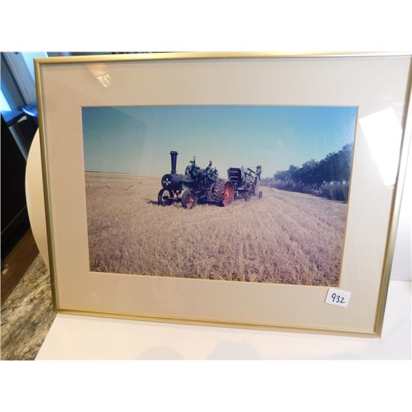 PROFESSIONALLY FRAMED STEAM TRACTOR PHOTO