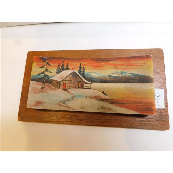 AUDET SIGNED QUEBEC WATER SCENE PAINTED ON WOOD WALL HANGING