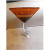 Image 1 : MURANO GLASS ORANGE BROWN AND SPECKLED MARTINI GLASS AND SHOE COASTER