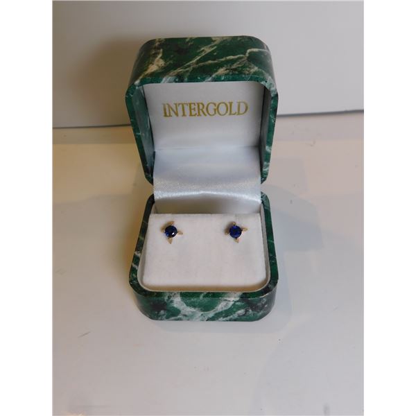 14K GOLD SAPPHIRE EARRINGS 1g TOTAL WEIGHT