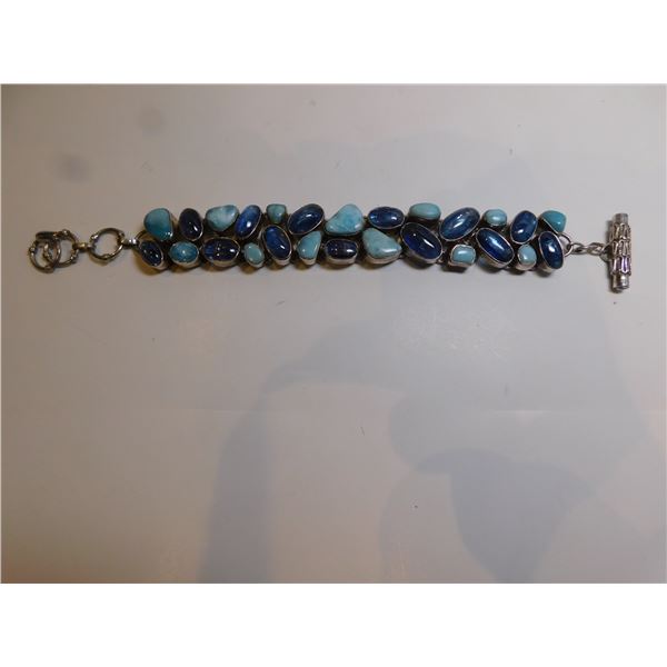 STERLING LARIMAR AND KYANITE BRACELET 63.3g TOTAL WEIGHT