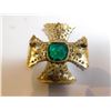 Image 2 : MALTESE CROSS BROACH LARGE GREEN INSERT ACCESSOCRAFT NYC