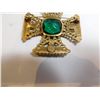 Image 3 : MALTESE CROSS BROACH LARGE GREEN INSERT ACCESSOCRAFT NYC