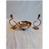 Image 1 : Mid Century Consol 3 Piece Set 1950's Flemish Copper Bros. 8 inch Bowl, Candlesticks 8 1/2 inches Ta