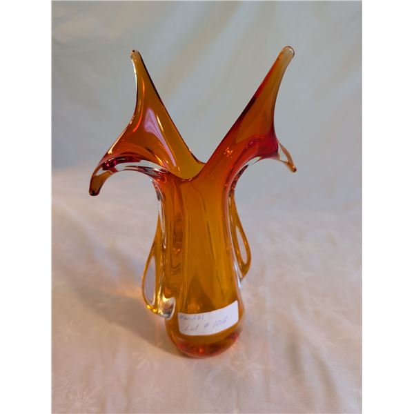 Schalet Style Tangerine Vase 12 inches Tall  1950's.