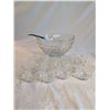 Image 1 : Heavy Pressed Glass Punch Bowl W/ Glasses and Ladle 12inches Dia. x 7 inches Tall.