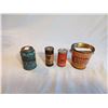 Image 1 : 4 Antique Spice Cans and 1 Peanut Butter Can.