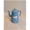 Image 1 : Blue And White Enamelware Coffee Pot.