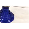 Image 5 : Petal Pattern Coal Oil Lamp With Cobalt Blue Flowered Base. With Crimped Chimney.