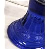 Image 6 : Petal Pattern Coal Oil Lamp With Cobalt Blue Flowered Base. With Crimped Chimney.