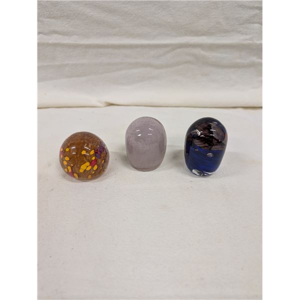 3 Glass Paperweights.