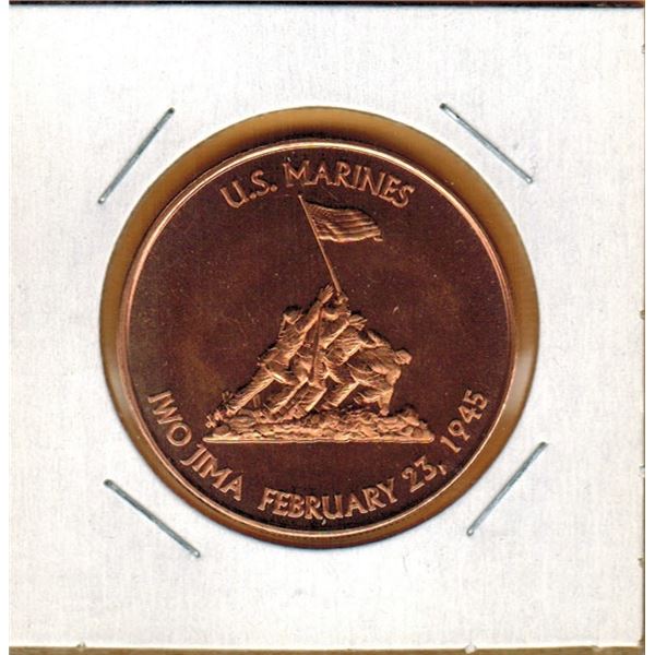 1 OUNCE COPPER -  .999 FINE - US MARINES - IWO JIMA