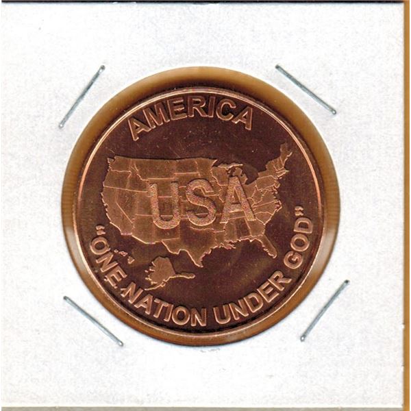 1 OUNCE COPPER -  .999 FINE - USA - ONE NATION UNDER GOD