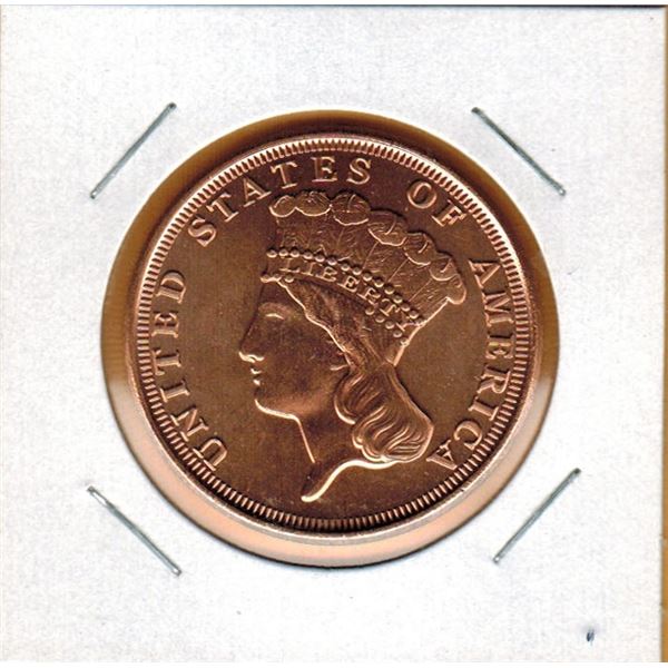 1 OUNCE COPPER -  .999 FINE - US INDIAN PRINCESSS COIN DESIGN