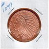 Image 1 : 1 OUNCE COPPER -  .999 FINE - 1929 US INDIAN HEAD COIN DESIGN
