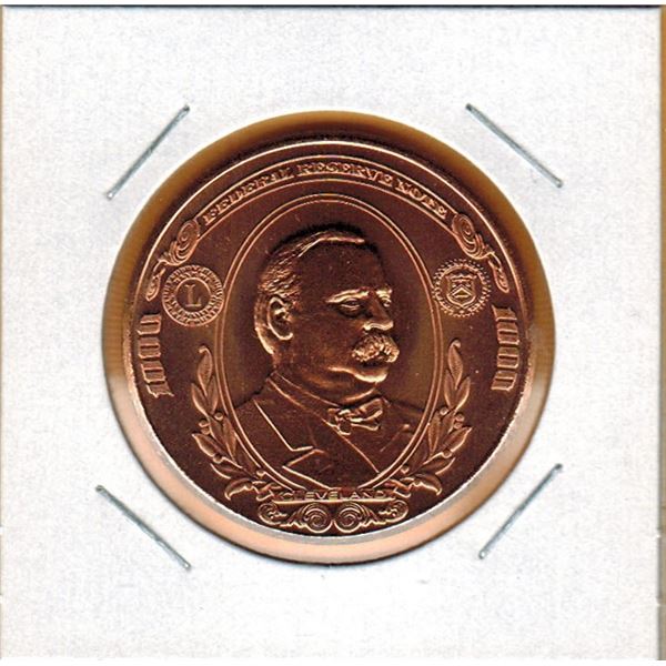 1 OUNCE COPPER -  .999 FINE - US $1000.00 BANKNOTE DESIGN