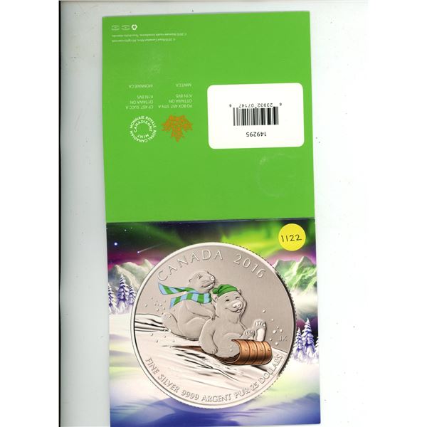 2016 Canada $25 Fine Silver Coin - Winter Fun.