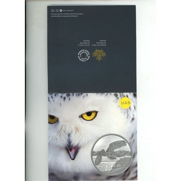 2014 Canada $50 Fine Silver Coin - Snowy Owl.