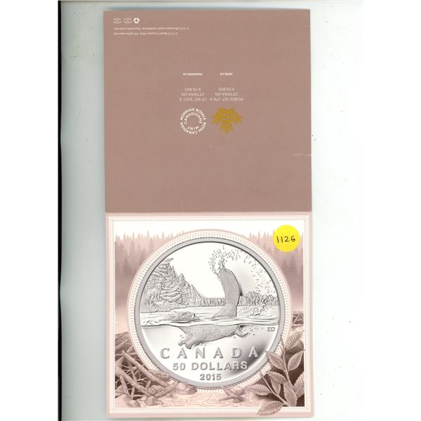 2015 Canada $50 Fine Silver Coin - Beaver.