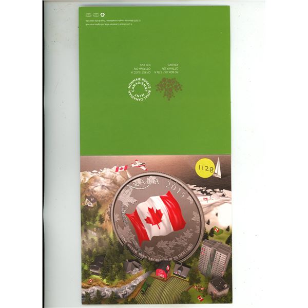 2015 Canada $25 Fine Silver Coin - Coloured Canadian Flag.