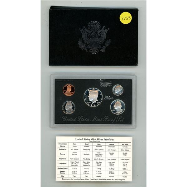 1992 United States Mint Silver Proof Set.