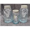 Image 1 : (2) 2qt Impoved Gem Jars, (1) 1qt Improved Crown Jar - Green/Blue Tint