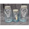 Image 2 : (2) 2qt Impoved Gem Jars, (1) 1qt Improved Crown Jar - Green/Blue Tint