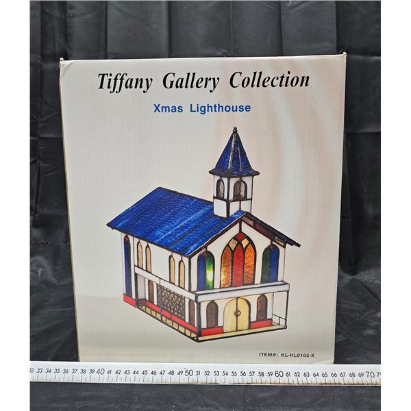 Tiffany Style Stained Glass Light up Church (Working)