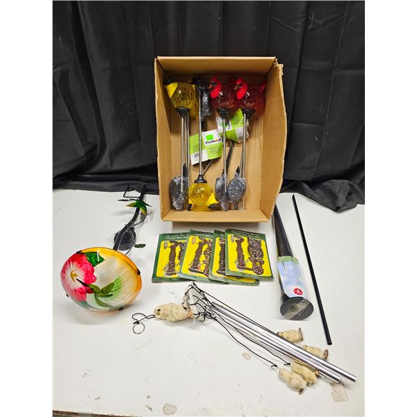 Misc. Lot of Garden Décor - Wind Chimes, Solar Lamps, etc.