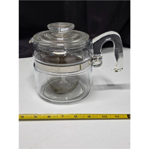 Pyrex glass coffee pot with glass stem