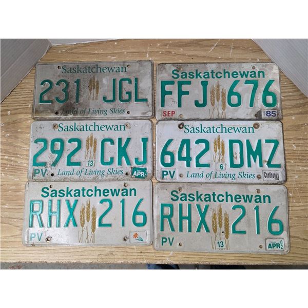 Lot of Sask license plates