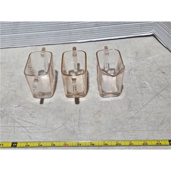 3 Pink depression glass items- cream and sugar