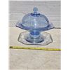 Image 1 : Light blue glass pedestal candy dish