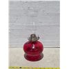 Image 1 : Red glass oil lamp with shade