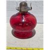 Image 2 : Red glass oil lamp with shade