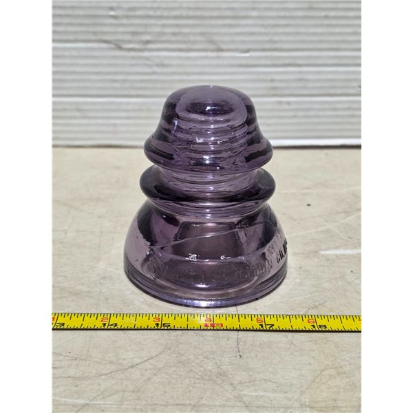 Purple glass insulator- Whitall Tatum co. #1
