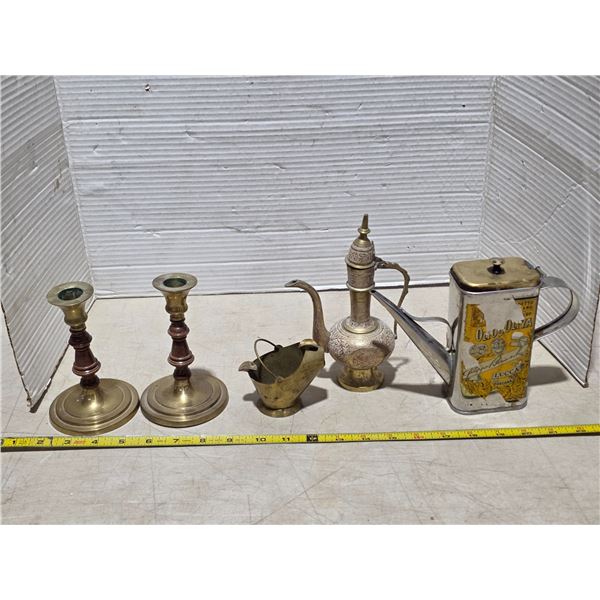 Lot of brass items- candle sticks
