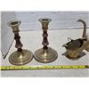 Image 2 : Lot of brass items- candle sticks