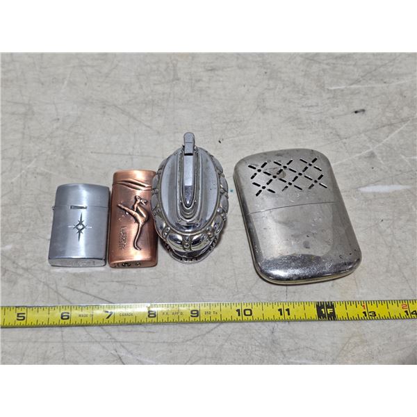 Vintage lighters and hand warmer