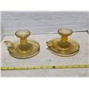 Image 1 : 2 yellow glass candle stick holders