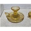 Image 2 : 2 yellow glass candle stick holders