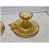 Image 3 : 2 yellow glass candle stick holders
