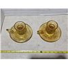 Image 4 : 2 yellow glass candle stick holders