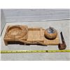 Image 2 : Wood ashtray, lighter and pipe