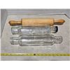 Image 1 : 3 rolling pins- 1 is wood and 2 are glass